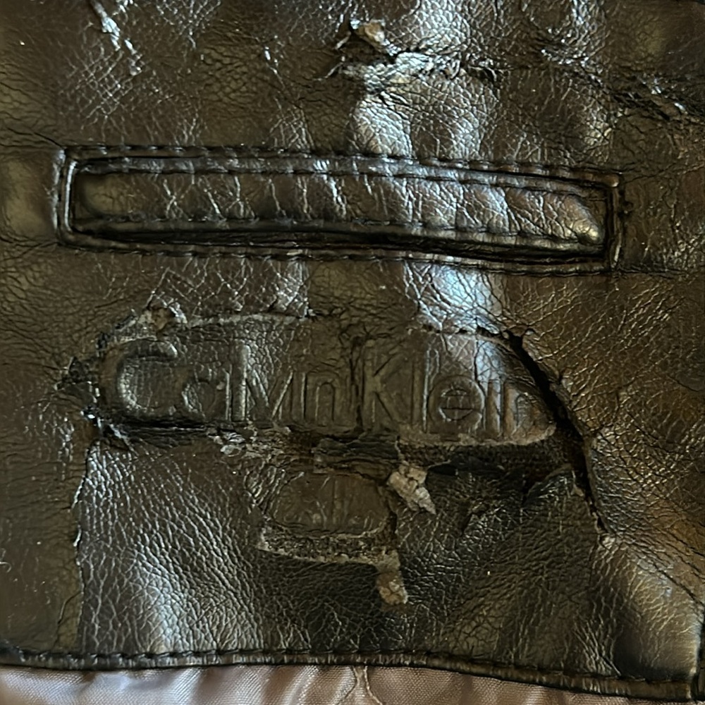 Calvin Klein Men’s Heavily Distressed Faux Leather w/ Sweater Style Underlining - Picture 16 of 16